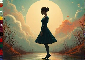 artwork inspired by Petrushka using any contemporary medium of arts ballet real human like Petrushka and landscape
