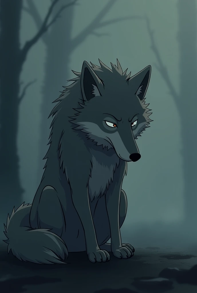Sad animated wolf 