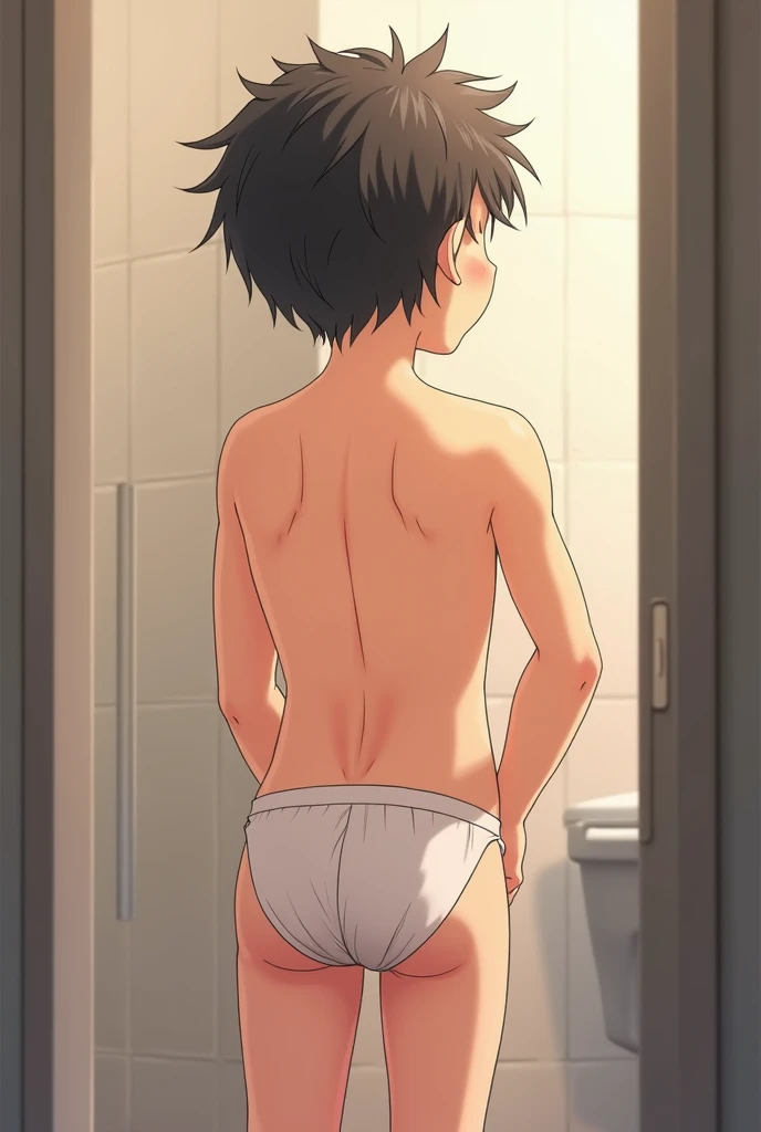 Cute anime boy naked  peeing on camera