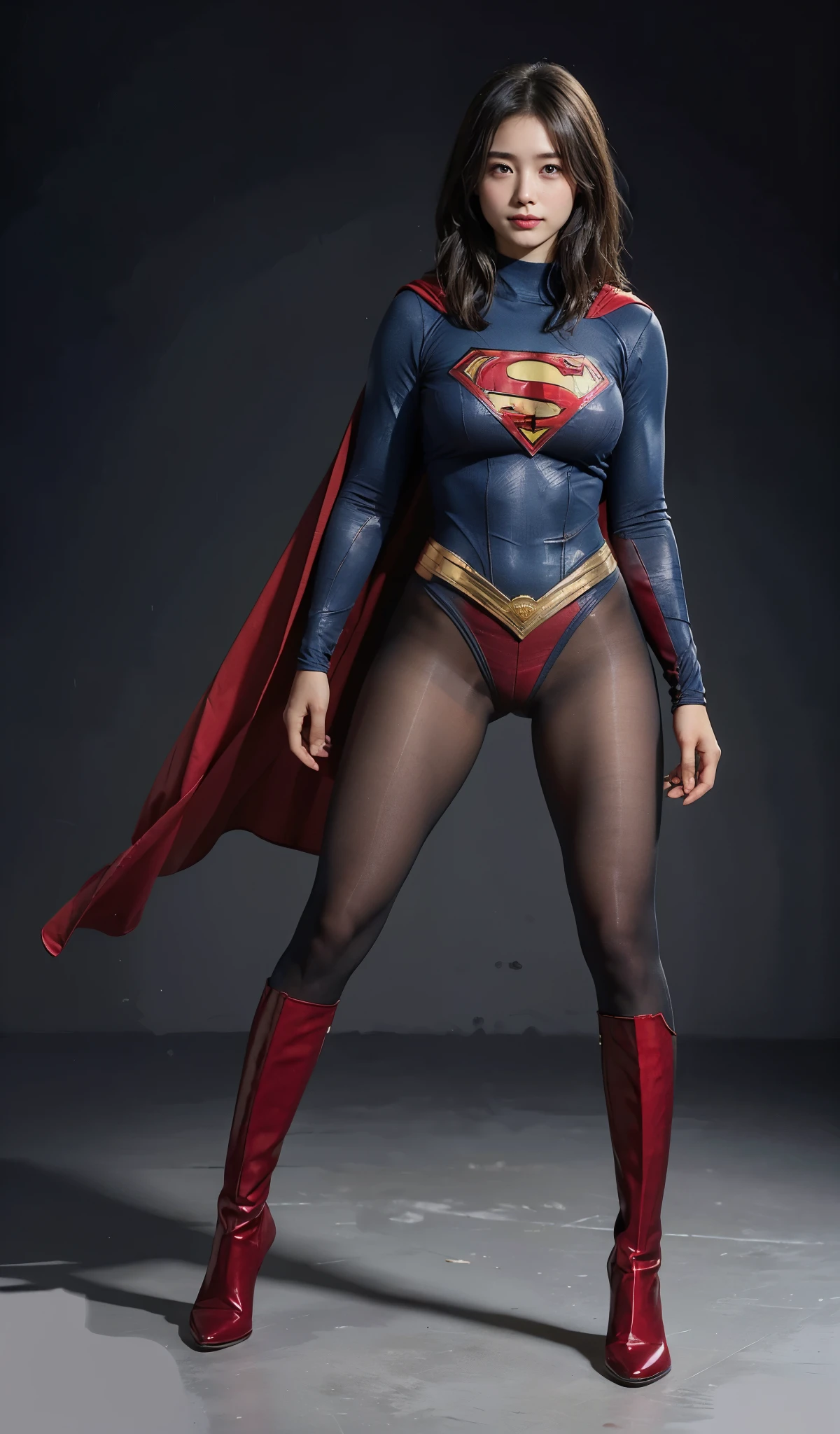 No background、(((Looking down、Looking down)))、(((Beautiful legs in black tights.)))、(((Legally express the beauty of your smile)))、((((Make the most of your original images)))、(((Supergirl Costume)))、(((Beautiful short bob hair)))、(((suffering)))、(((Please wear black tights....、Wear red boots)))、((Best image quality、8k))、((Highest quality、8k、masterpiece:1.3))、(((Preserve background )))、Sharp focus:1.2、Beautiful woman with perfect figure:1.4、Slim Abs:1.2、Wet body:1.5、Highly detailed face and skin texture、8k