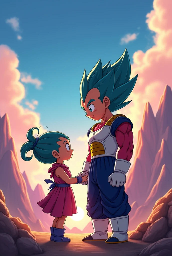 Vegeta with his daughter Bra from Dragon Ball