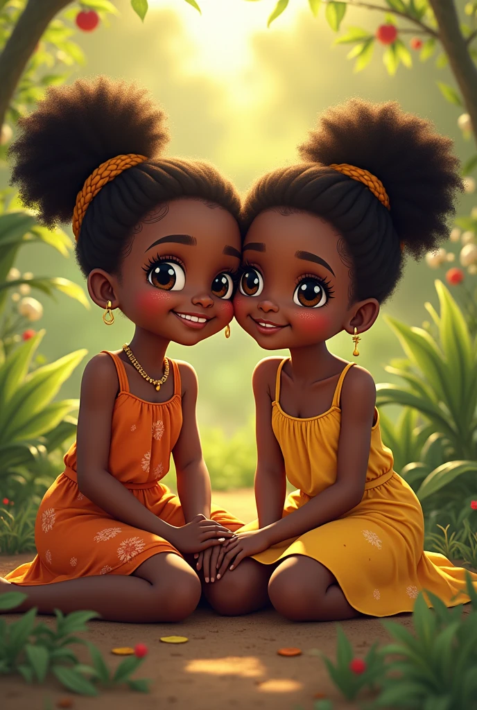 Two African girls sitting together