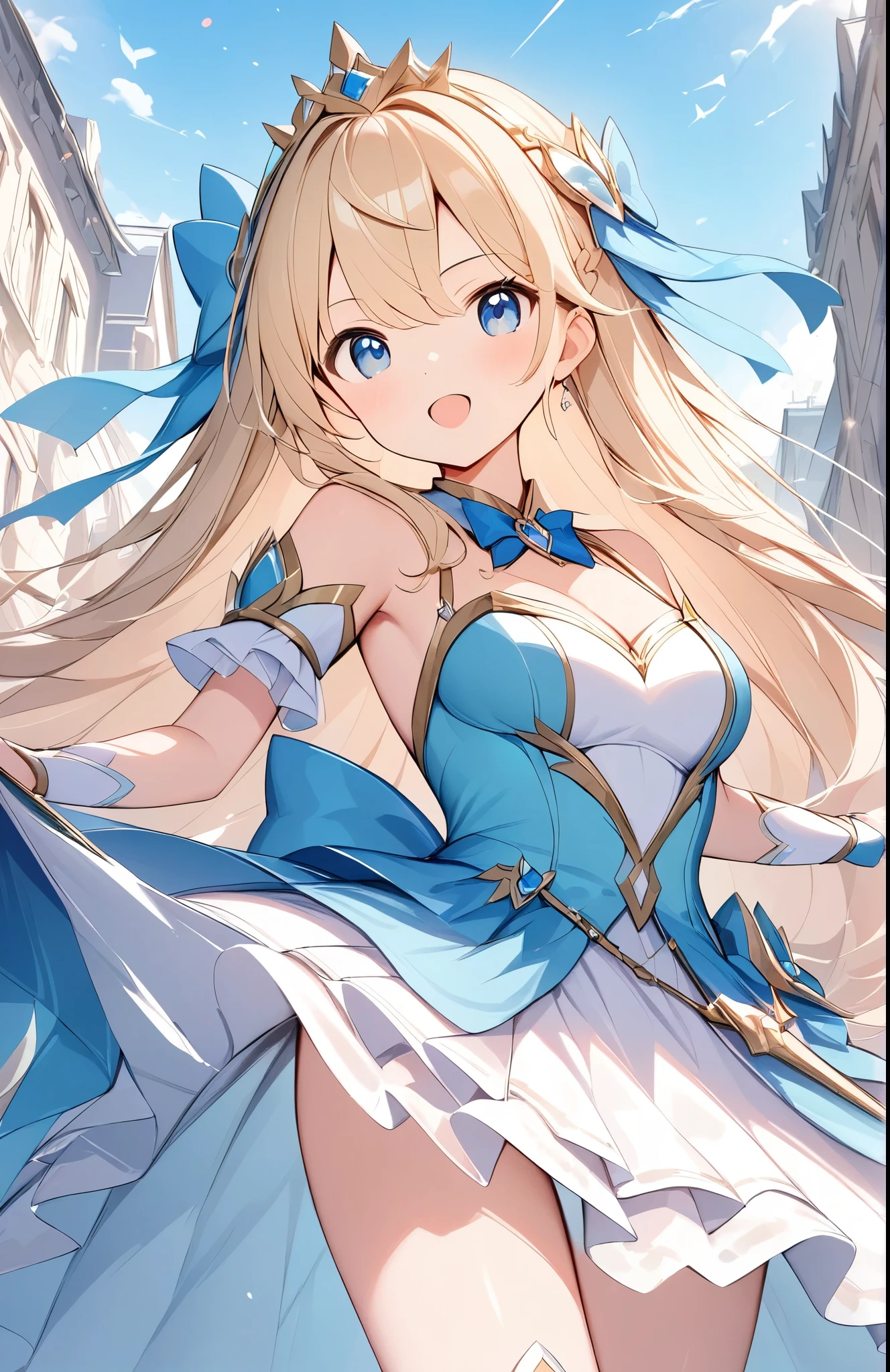 a((Amazingly absurd)),超High resolution, Attention to detail, high quality, High resolution, 最high quality, 4K, 8k,Cute girl、Battle of Princesses、fighting princess、Beautiful dress、One-handed sword、剣を構える、凛々しい佇まい
