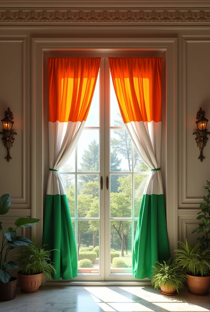 UPVC french window with indian flag