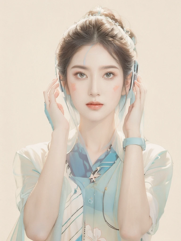 (1 Girl:1.4),Solitary, Gorgeous， Extremely detailed,(Joshua Middleton Comic Cover Art:1.1), (action:1.2),(Concretism:1.2),(Hyperpolarization:1.5),rich and colorful,The most detailed,white gray background, White Hanfu, Pastel colors， (masterpiece, Top quality, best quality, Official Art, beautiful and aesthetic:1.2),