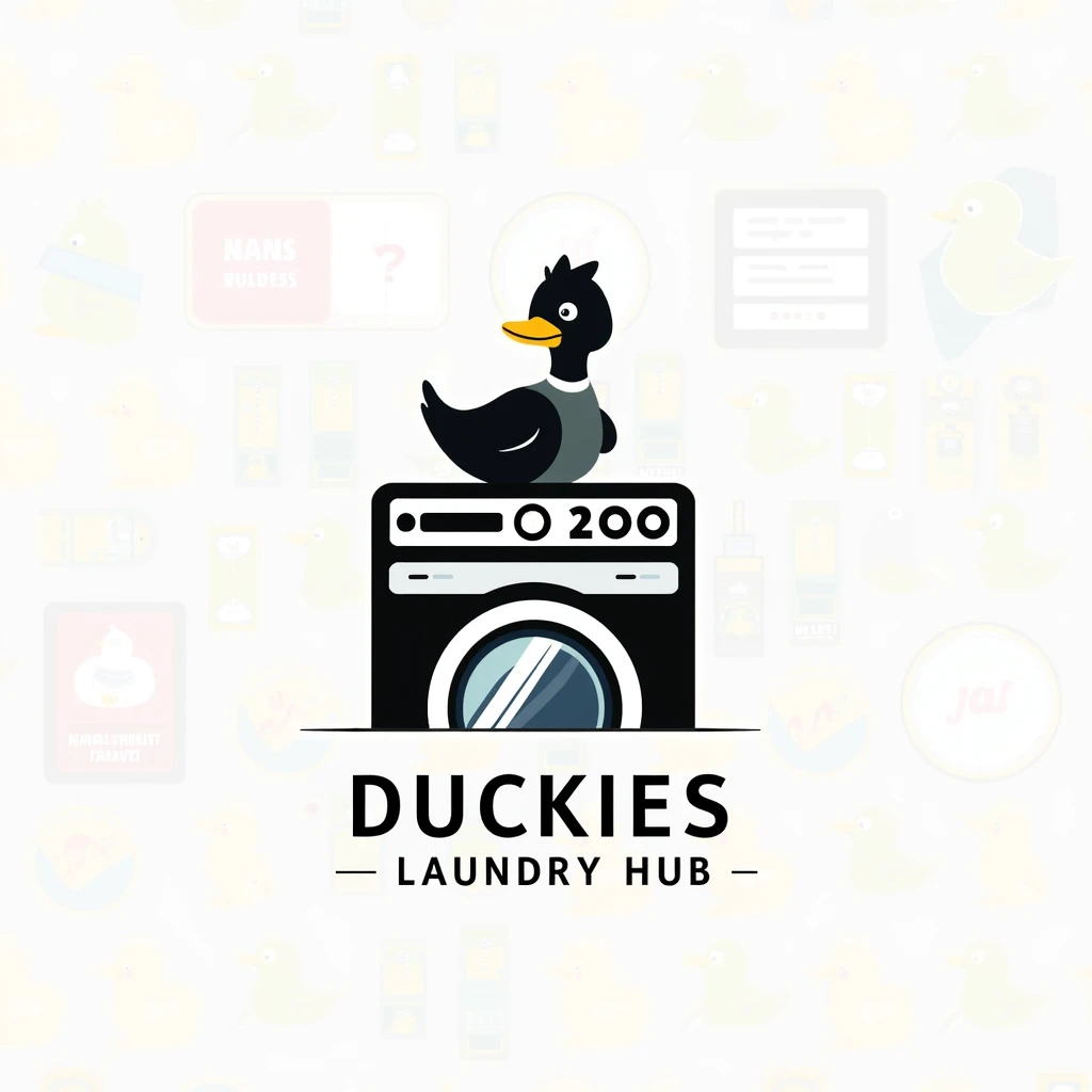 put the caption "Duckies Laundry Hub" at the right side