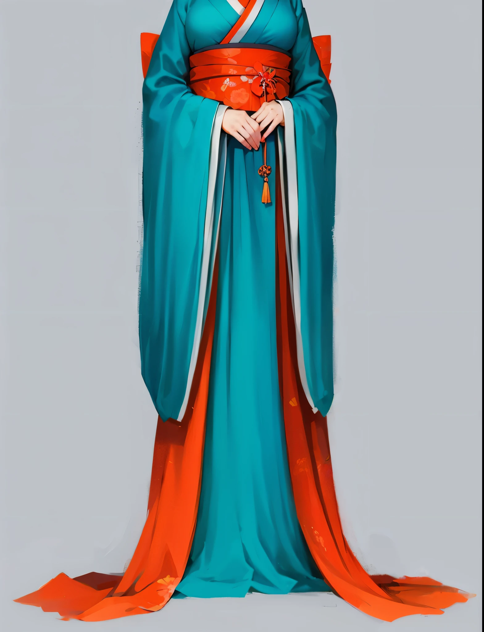 девушка в kimono, kimono в узорах. kimono, a geisha, красивая a geisha с темными волосами, a geisha стоит на облаках, character, красивый character, a geisha в красивом kimono, digital painting