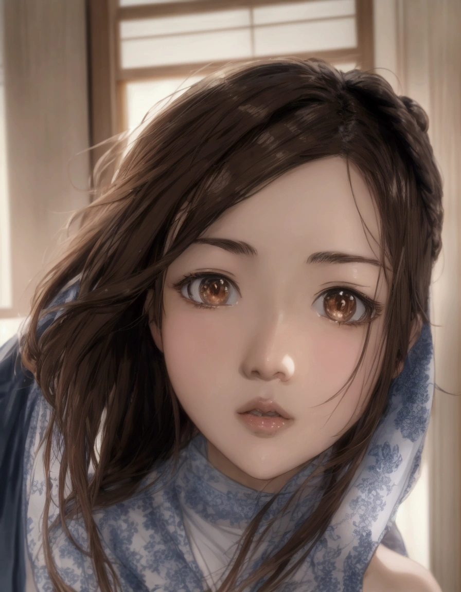 Brown Hair、Korean、Forehead、Straight Hair、8k, anime、detail