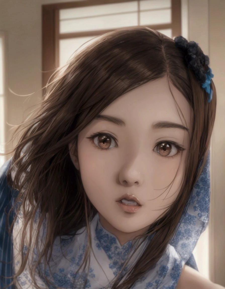 Brown Hair、Korean、Forehead、Straight Hair、8k, anime、detail