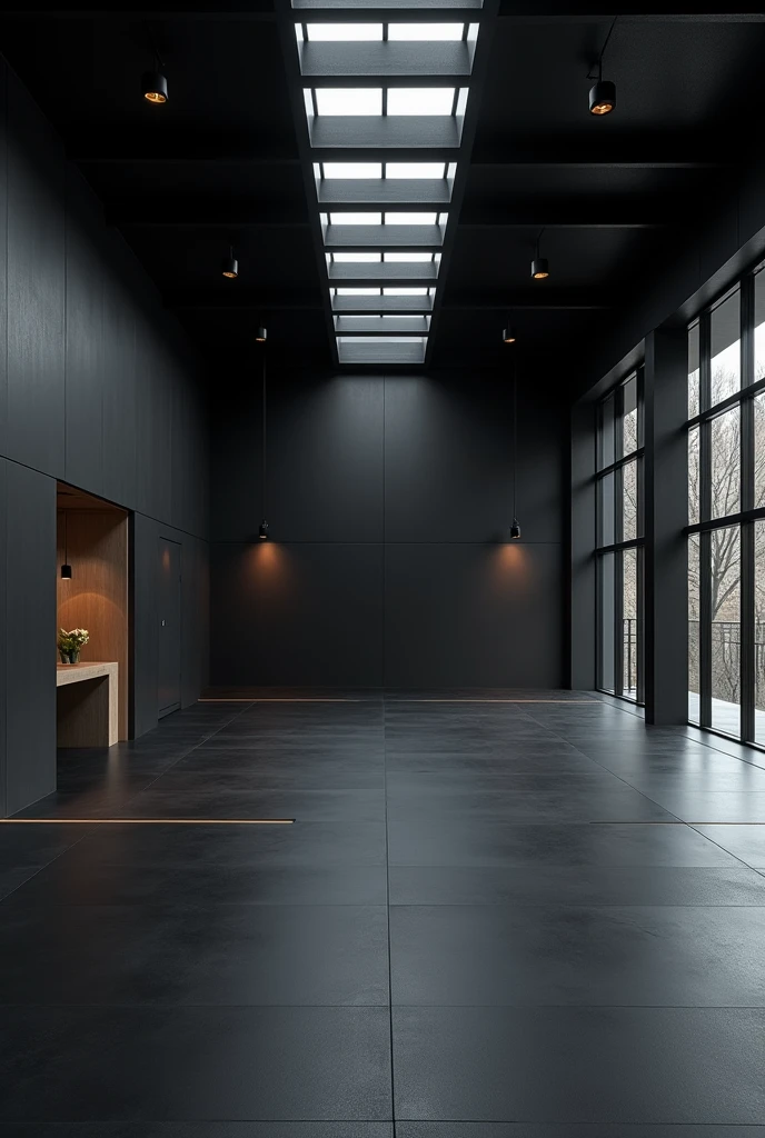gym, black floor and ceiling