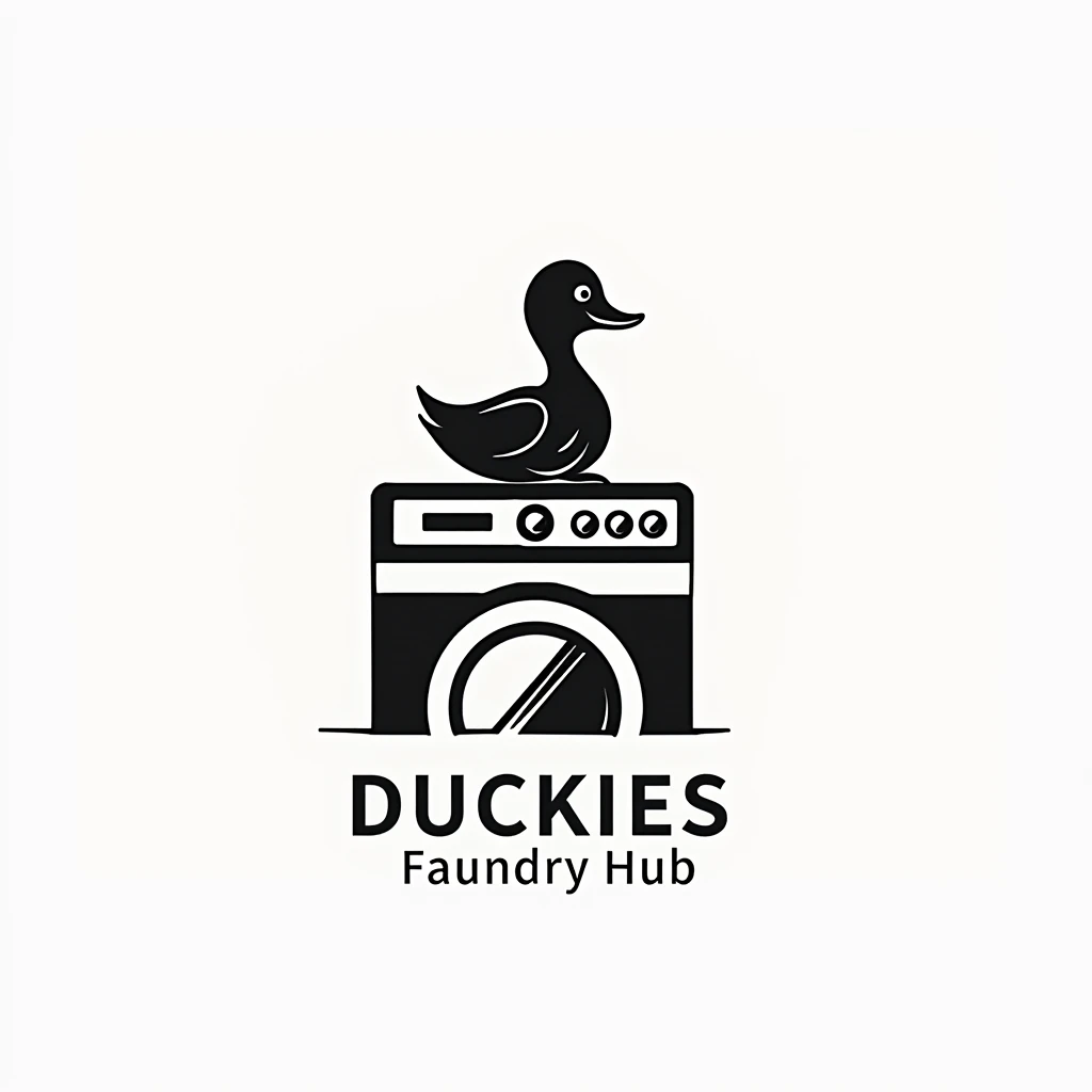 Simple logo of black duck on top of Washing Machine