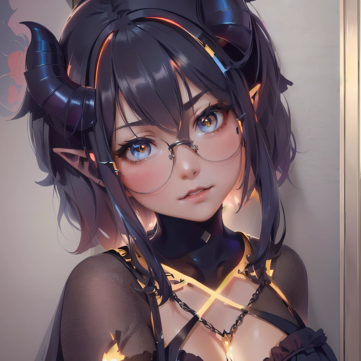 anime girl, sucubbus, work of art, best qualityer, (Extremely detailed CG 8k unity wallpaper), (best qualityer), (best illustration), (best shade), absurderes, realistic lighting, (abyss), beautiful detailed glowing, arte de PeterMohrBacher,