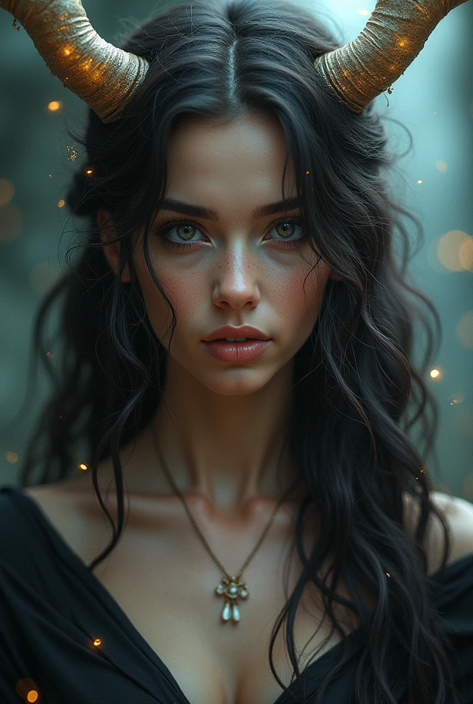 Zodiac sign of a girl "Capricorn" a very beautiful girl with long curls, magic
