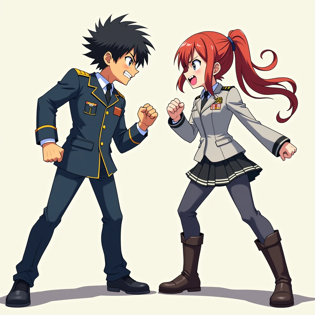 Anime-style characters in uniform、Panting, chest thrust out