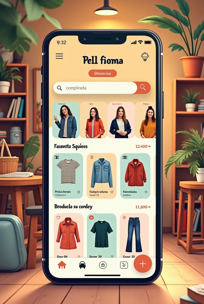 create a home page in Portuguese for a thrift store app