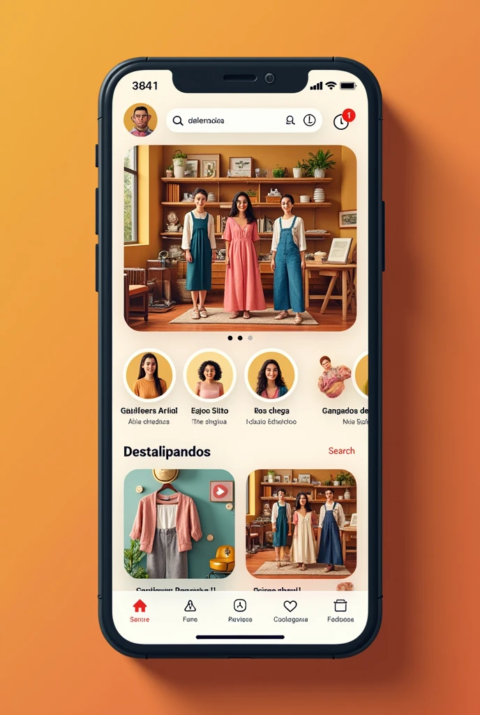 create a home page in Portuguese for a thrift store app