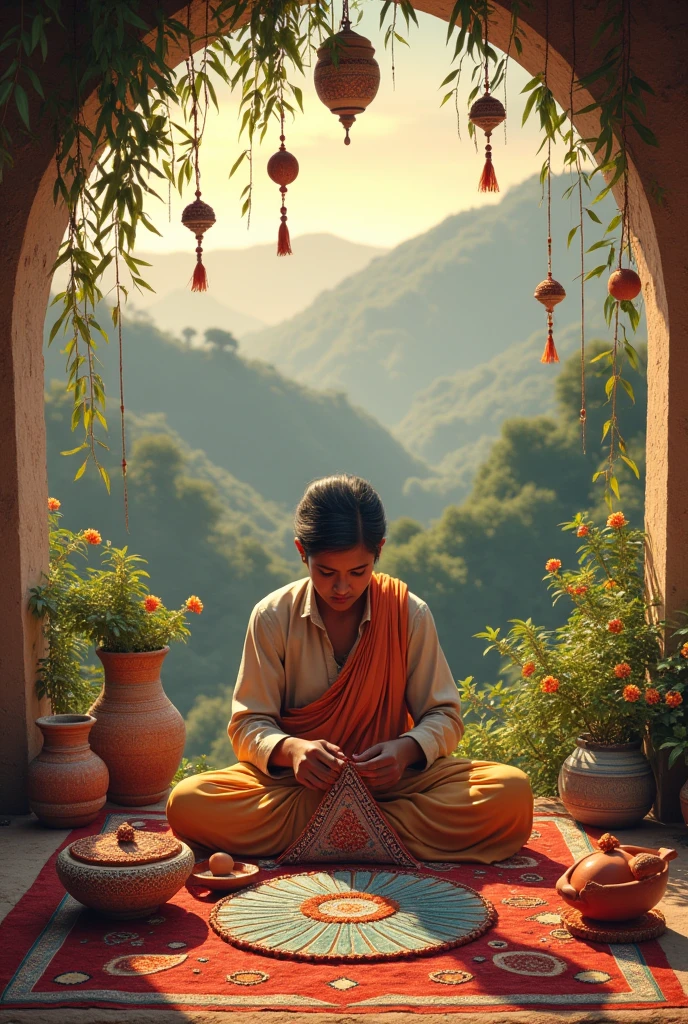 An image related to title 'back to basics' consisting of cultural heritage and traditional crafts of india.