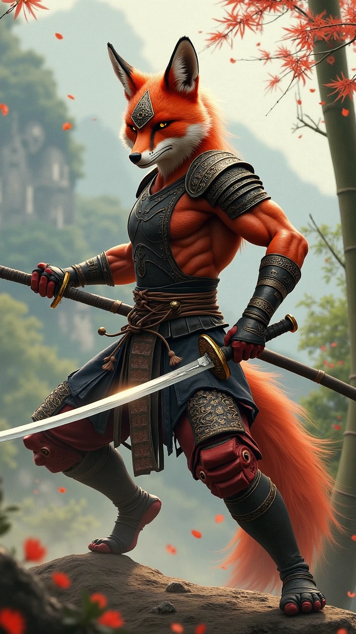 samurai, Muay Thai fighting fox