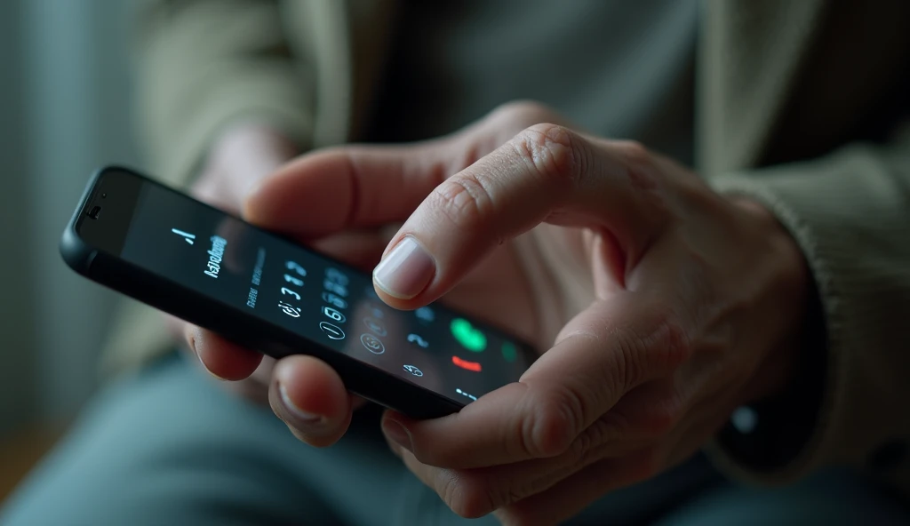 Close-up of a hand dialing the number 929333214 on a mobile phone.