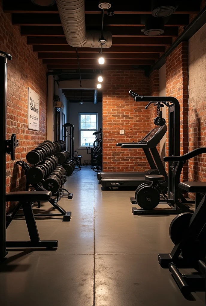 gym, in the basement, Without people