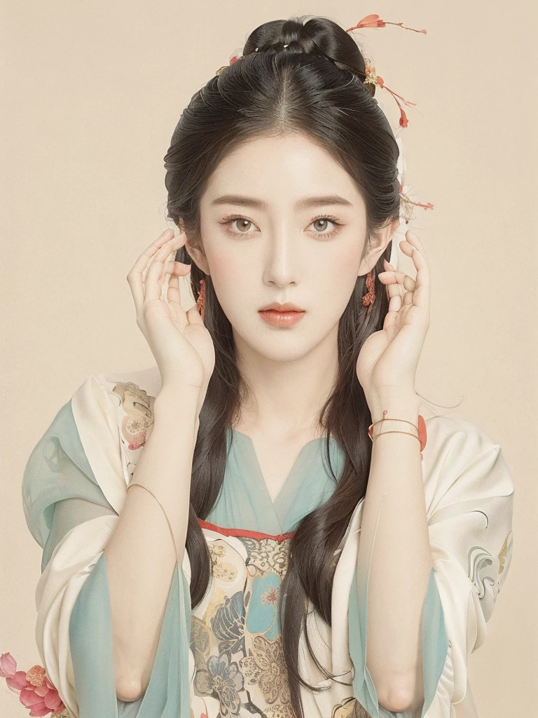 (1 Girl:1.4),Solitary, Gorgeous， Extremely detailed,(Joshua Middleton Comic Cover Art:1.1), (action:1.2),(Concretism:1.2),(Hyperpolarization:1.5),rich and colorful,The most detailed,white gray background, White Hanfu, Pastel colors， (masterpiece, Top quality, best quality, Official Art, beautiful and aesthetic:1.2),