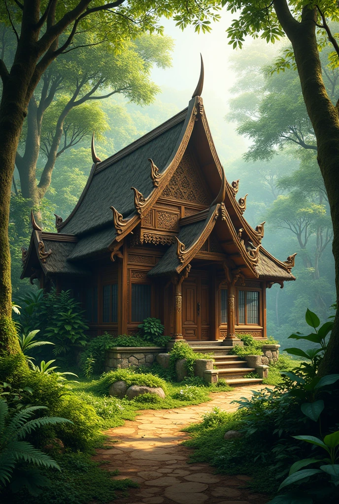 Khmer house in forest 
