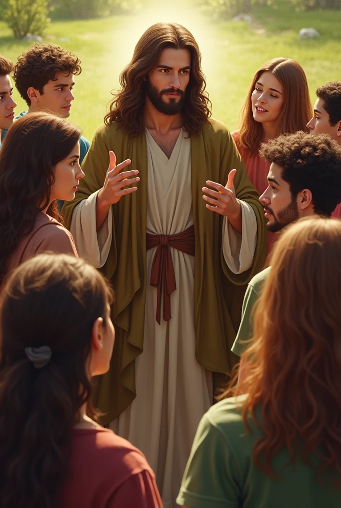 Young people with Jesus Christ