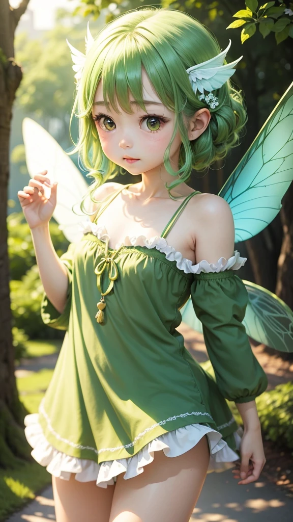Fairy、green、cute、wing、Upper Body