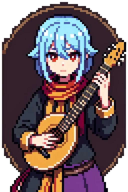 draconian, bard, Wearing a scarf around your neck, holding a lute 