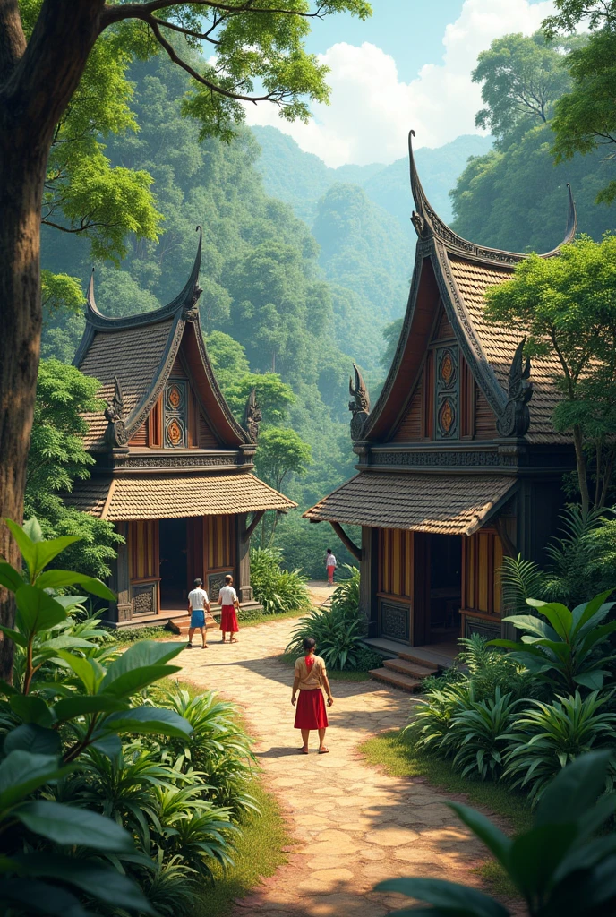 People live in Khmer house in forest look real