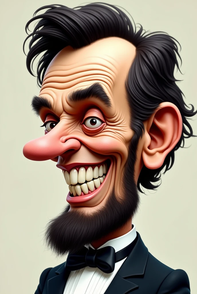 Abraham Lincoln with the most exaggerated exaggerated face