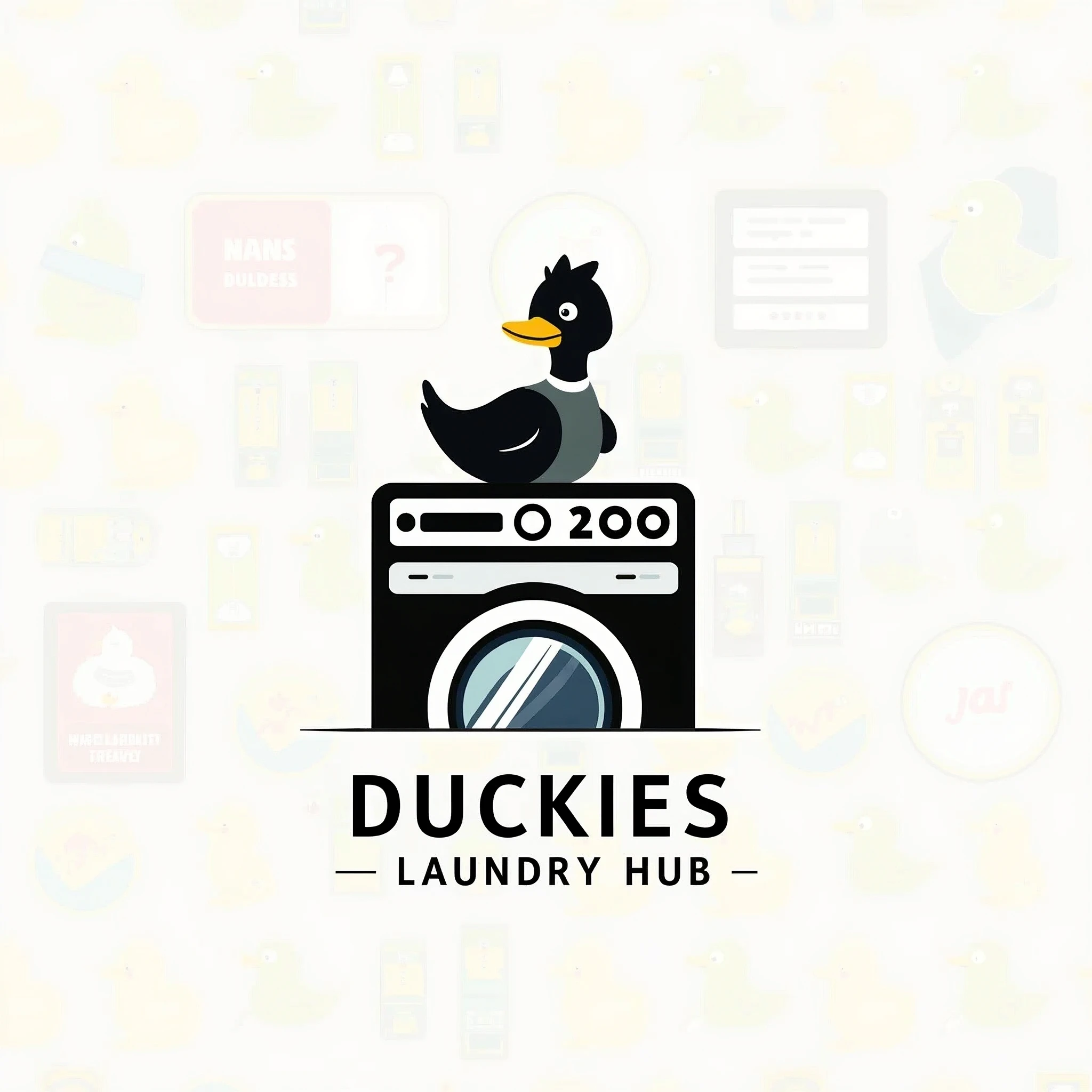 put the caption "Duckies Laundry Hub" at the right side