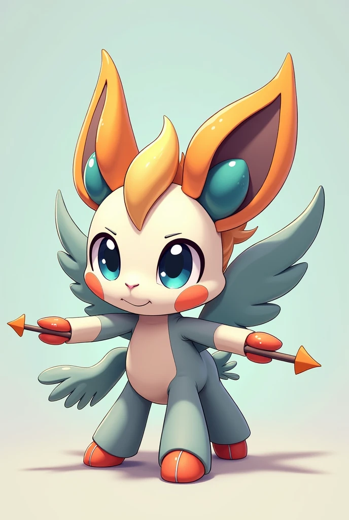 A Chibi baby niod creature.
Appearance: a centaur , half horse half man. With wings. Big anime eyes, holding a duel arrows in each hand .
Style : cel shaded , 3d , anime, Full-body, t pose.
This is a digimon