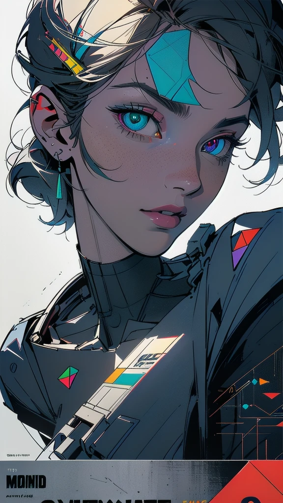 (((masterpiece, highest quality))),(((solo:1.2))),(((1girl:1.2))),32k wallpaper, very detailed, poster, vintage science fiction,(((((geometric cinematic movie poster))))), (bauhaus), shape,(((abstract))),(mid century modern),movie poster,(((((portfolio))))),(((((Close-up))))),(((((bust up))))),((((more various angle)))),(((highlight))),Vast landscape,((((heterochromia)))),(((complete. detailed face))),(((Extremely talented))),(((most complecated machine))),((Overall colorfully)),(((((Absolutely no background))))),(((phenomenon)))