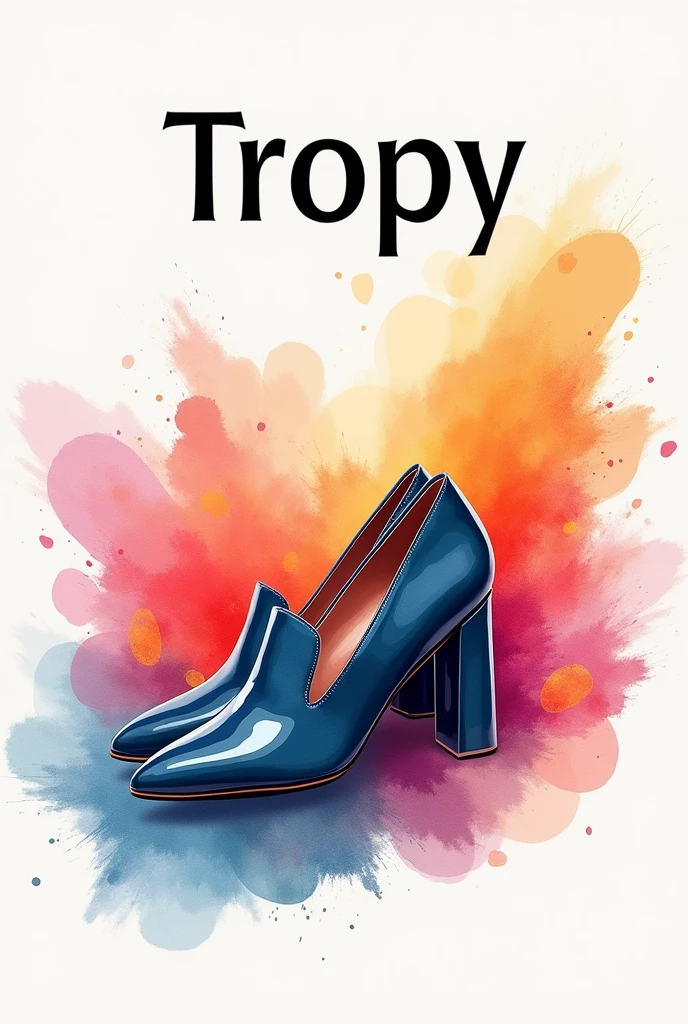 create an online shoe sales cover image with the title "Tropy" watercolor style