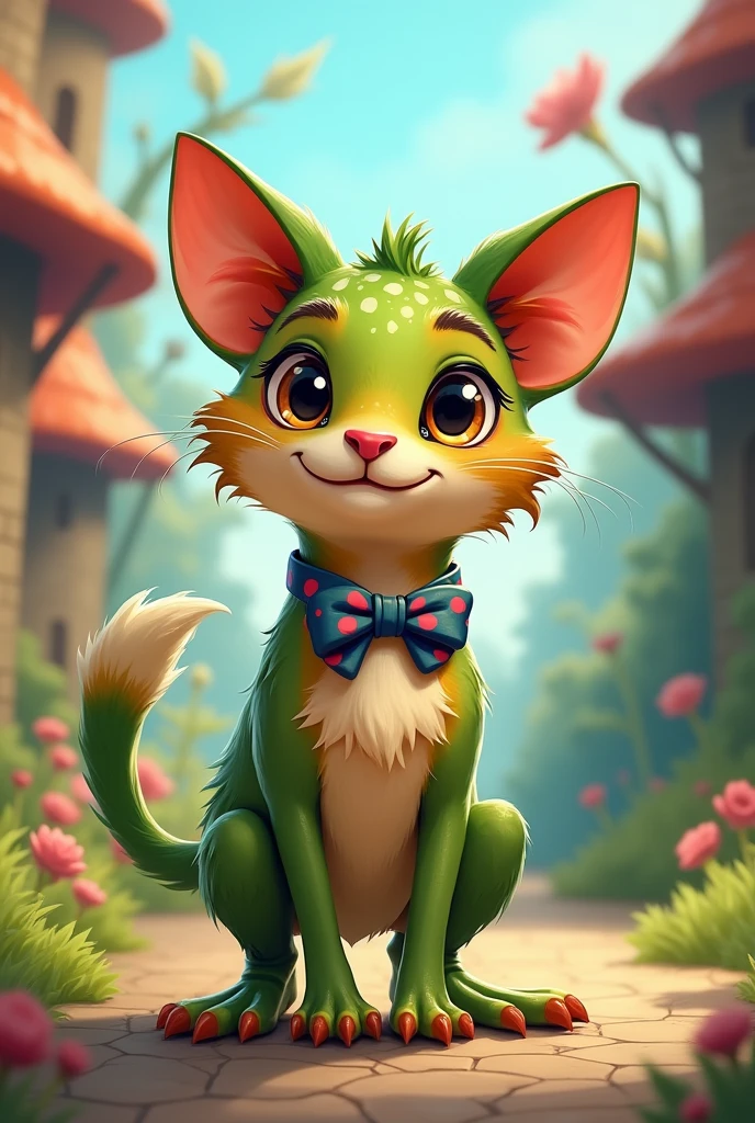 Create a cartoon character with cat dog and frog
