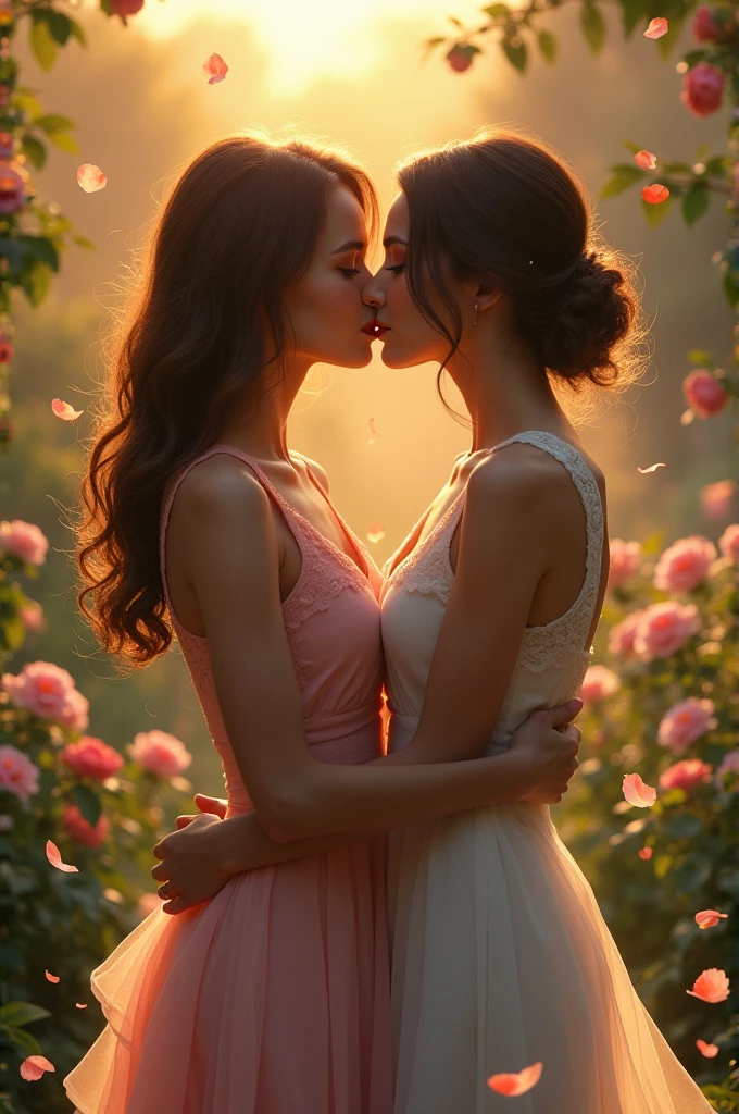 Two women kissing
