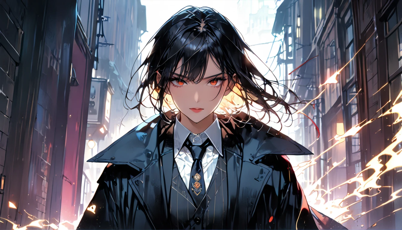 ((a female vampire's pair of glowing eyes shines)) close up picture, ((you don't see the face because of the fog: 1.5)), (((you see only the glowing eyes: 1.5))) , you see only the pair of eyes, fantasy dark alley background, the fog fills the alley, you see only the glowing eyes 