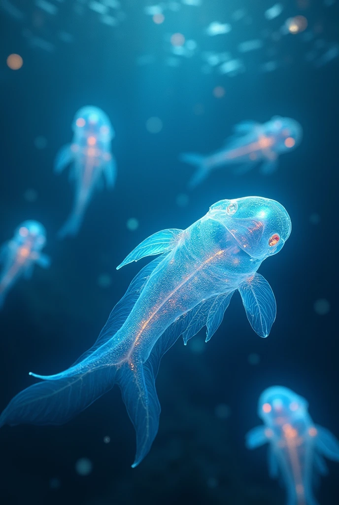 Bioluminescent Ocean、Glowing Eyes、Transparent creatures