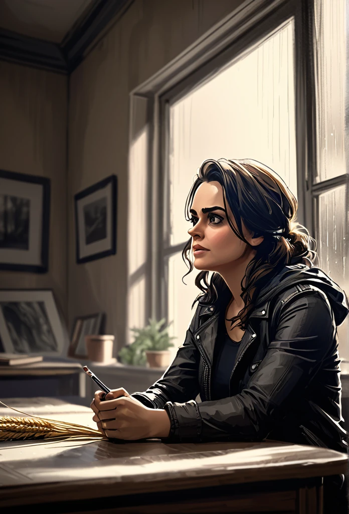 The scene of a film shows a dark night atmosphere. The sound of heavy rain outside. Inside the building, a young woman, preity zinta, black hair, black jacket, jeans, sketch, vignette ,, depth, sketch ,, vignette ,, vignette ,, vignette ,, vignette ,, vignette, vignette, vignette, vignette, vignette, vignette, vignette, vignette, vignette, vignette, vignette, vignette, vignette, vignette, vignette, vignette, vignette, vignette, vignette, vignette, vignette, vignette, vignette, vignette, vignette, vignette, vignette, vignette, vignette, vignette, vignette, vignette, vignette, vignette, vignette, vignette, vignette, vignette, vignette, vignette, vignette , shallow, vignette, shallow, sketch ,, vignette ,, very detailed, big budget, bokeh, cinematcope, moody, epic, beautiful, wheat movies, rough
Is sitting at the desk with anxious expression. Behind him, two armed robbers, Rick and James, approached cautious steps.*