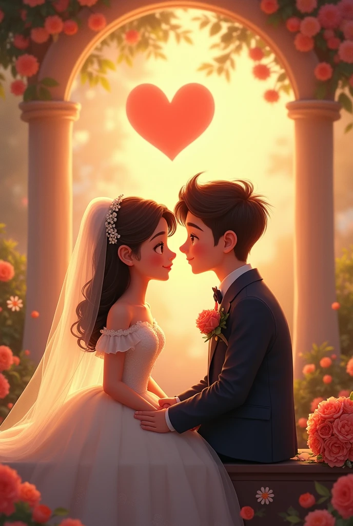 wedding suda1 boy and a girl of 22 years are sitting together, one has caught their heart and it is written in their heart A.R