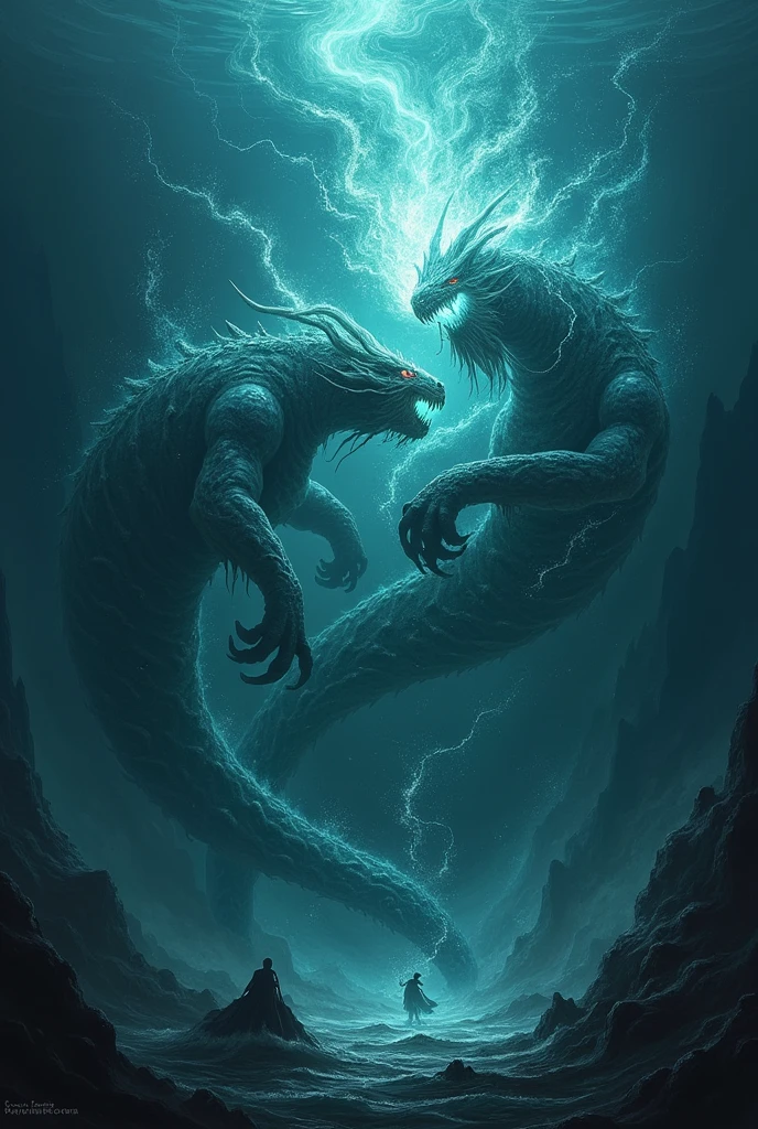 Bioluminescent Ocean、Transparent creatures、Dark Deep Sea、myth、Creatures、monster、big、fight、In combat