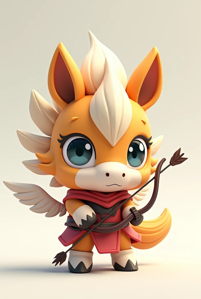 A Chibi baby niod creature.
Appearance: a centaur , half horse half man. With wings. Big anime eyes, holding a duel arrows in each hand . Looks like a ninja
Style : cel shaded , 3d , anime, Full-body, t pose.
This is a digimon