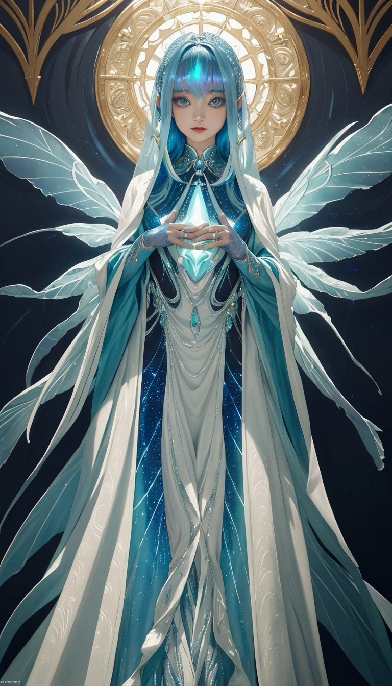 In a mesmerizing display of extraterrestrial fashion, a luminous being adorned in iridescent robes commands attention. The subject of this oil painting is a captivating alien figure, its ethereal presence captured on canvas. Brilliant hues of electric blues and shimmering greens dance across the garment, radiating otherworldly elegance. The intricate details of the outfit showcase a masterful brushstroke technique, revealing the artist's meticulous craftsmanship. Through the subtle interplay of light and shadow, the image comes alive, inviting viewers to marvel at the artist's skill and the beauty of this alien-inspired fashion