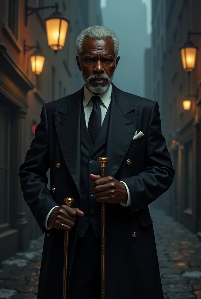 Black Mafia man with cane 50 years old gay 