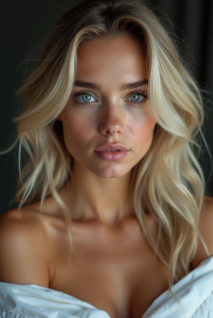 beautiFul European girl with yeux bleus and blonde hair, dans un lit, entièrement nue, with big ass, photo From in front, ultra haute résolution, (Fotorrealista: 1.4), haute résolution , (Finely détaillé skin), (yeux bleus), (perFect proportions) (photos réalistes) (chef-d&#39;œuvre) (Fotorrealista), Ultraréaliste (Meilleure qualité) (détaillé) Photographié avec un Canon EOS R5, objectif 50 mm, F/2.8, (8k) (fond d&#39;écran) (Éclairage cinématographique) (Éclairage dramatique) (Complexe) Fashion