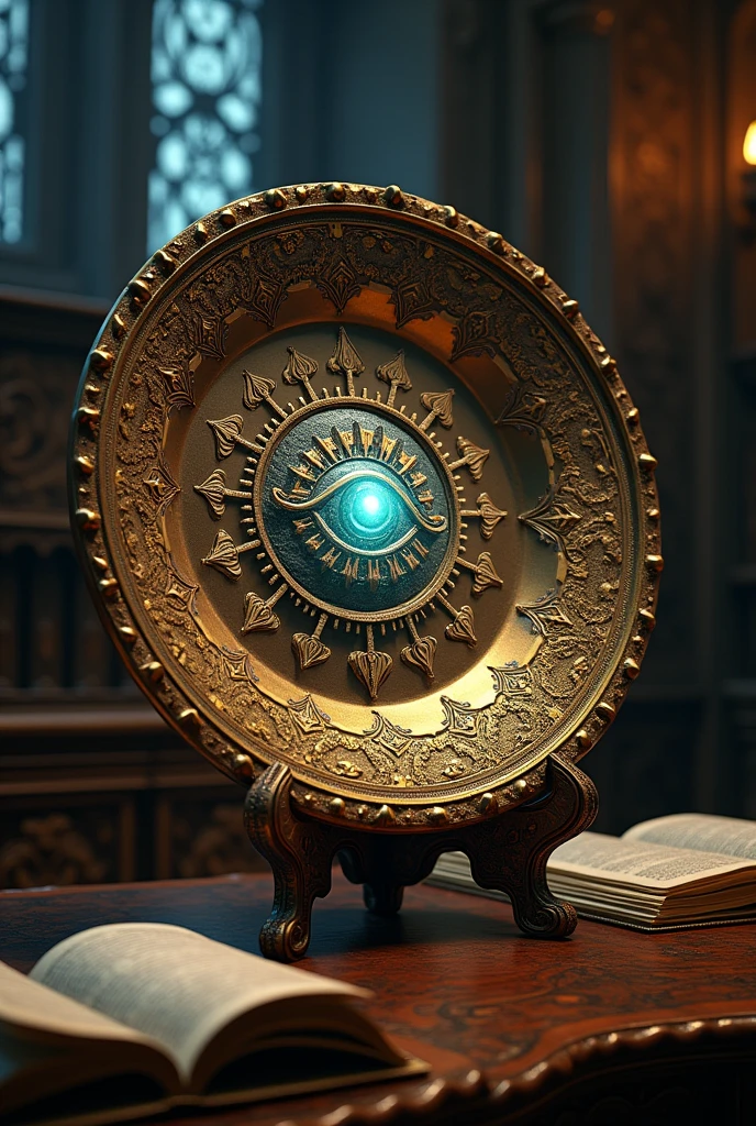 Decorative plate spun only when this eye blinks