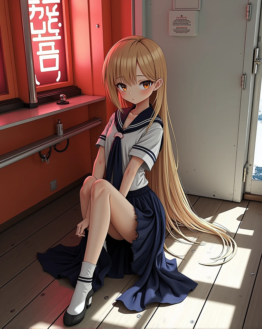 beautiful illustrations, highest quality, 1girl, (12 years old girl:1.5), (cute girl:1.6), flat chest, (girl like bisque doll), navy blouse, light blue white shirt, Not safe for work, ((sitting, GYNECOTOLOGICAL DELIVERY TABLE)), (((No panties))), (cunnus:1.4, toy phallus to puss fuck), Open twat:1.6, anus, ((spread legs)), looking at viewer, Cinematic lighting, (blonde straight hair), A Euphoric Smile, white socks, obstetrics and gynecology,