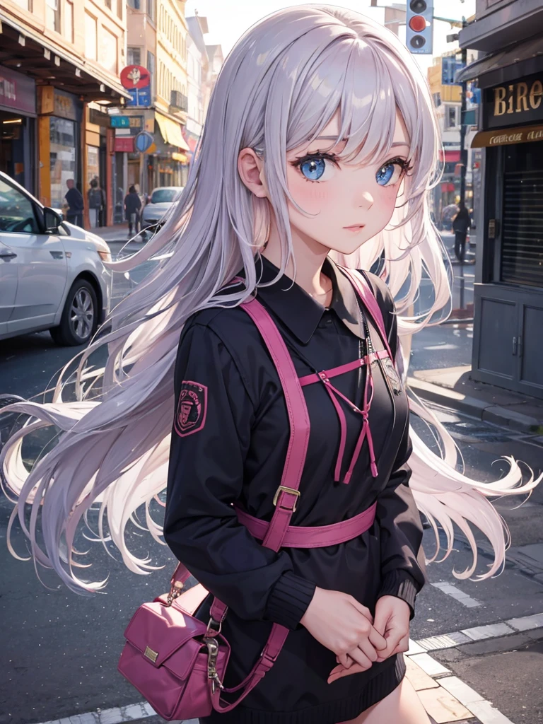 one person's,high resolution,Perfect Anatomy,Accurate anatomy,I'm holding an iced coffee and drinking it.,Trending Hairstyles,Trendy hair color,Trending fashion,((White Background)),Various poses,smile,はにかむsmile,恥ずかしそうなsmile