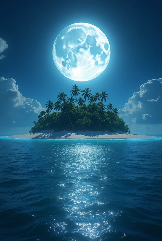 (photorealism:1.2), beautifull island in night Moon